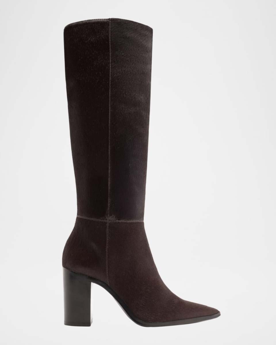 85mm Mikki Calf Hair Block-Heel Knee-High Boots